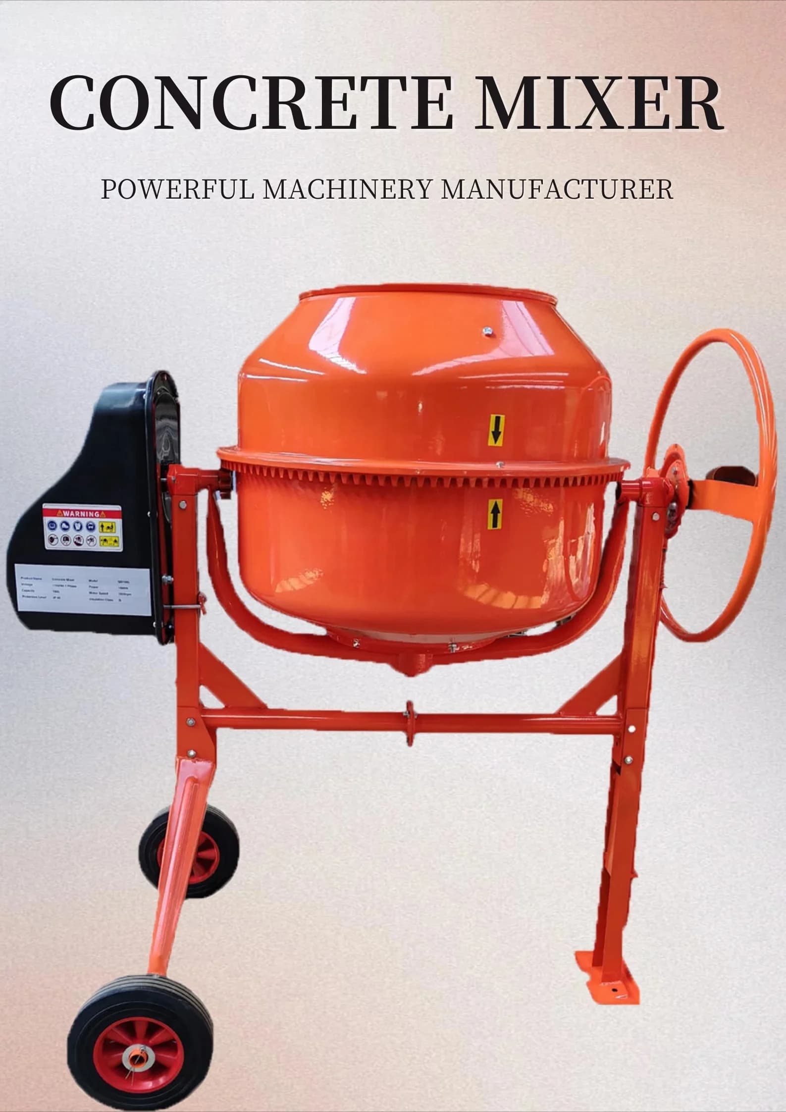 200L Electric Concrete Mixer Mobile Concrete Cement Mixer Construction Industry