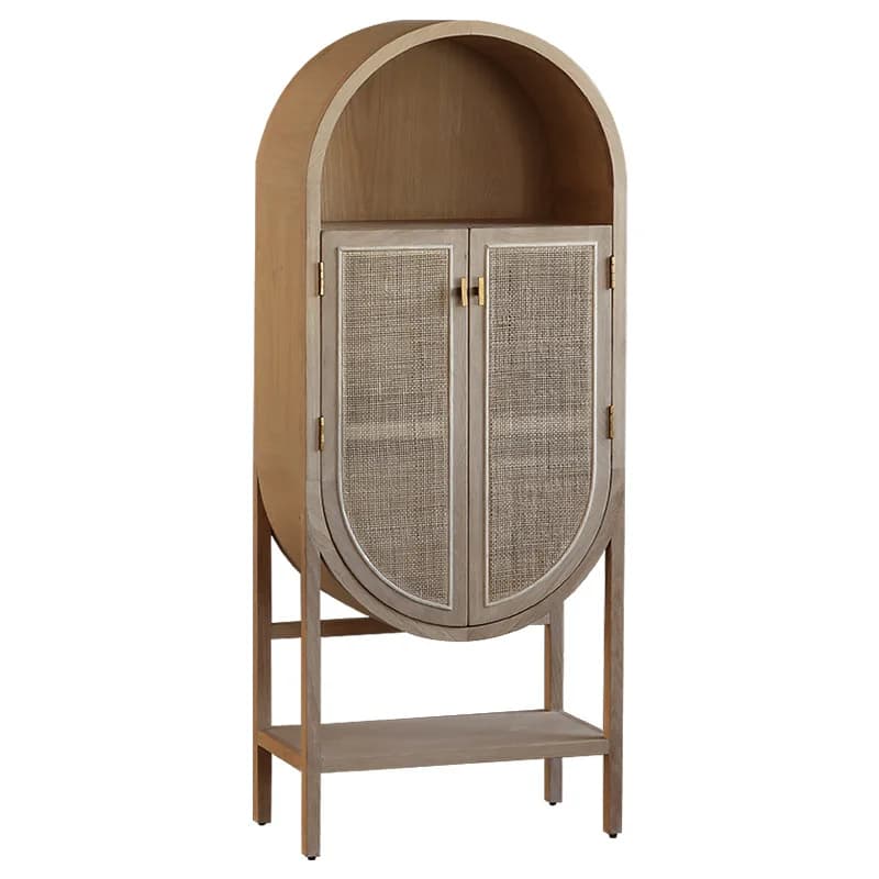 CX solid wood oval locker rattan living room simple Japanese modern entrance cabinet