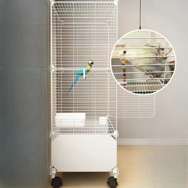 Tiger parrot  embroidered eye peony luxury large villa, small bird cage metal roof shape ornamental cage