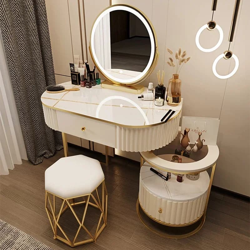 Modern Charm Dressing Table Luxury Nordic Salon Drawer Nordic Dressing Table Mirror Chair Storage Coiffeuse Furniture Makeup