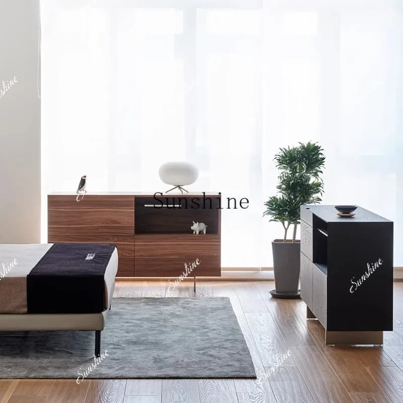 Italian minimalist storage porch Wooden metal storage integrated dining side cabinetP