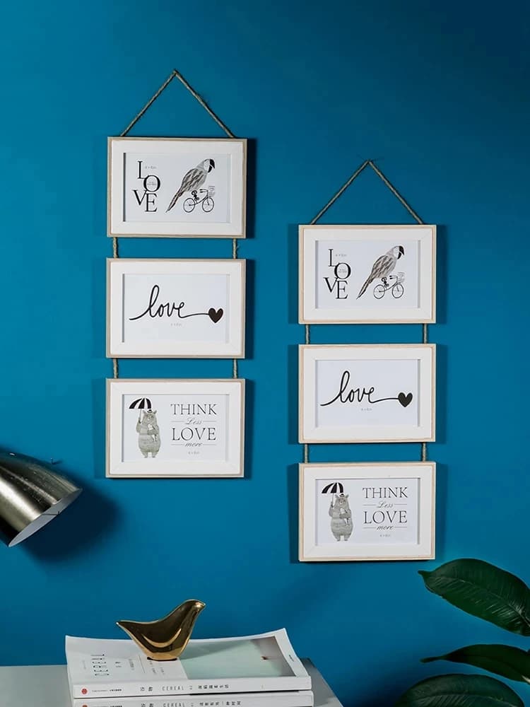 7 Inch Decoration Photo Holder Wall-Mounted Wooden Photo Frame Creative Triple Multi Photo Frames Home Decoration Picture Frames