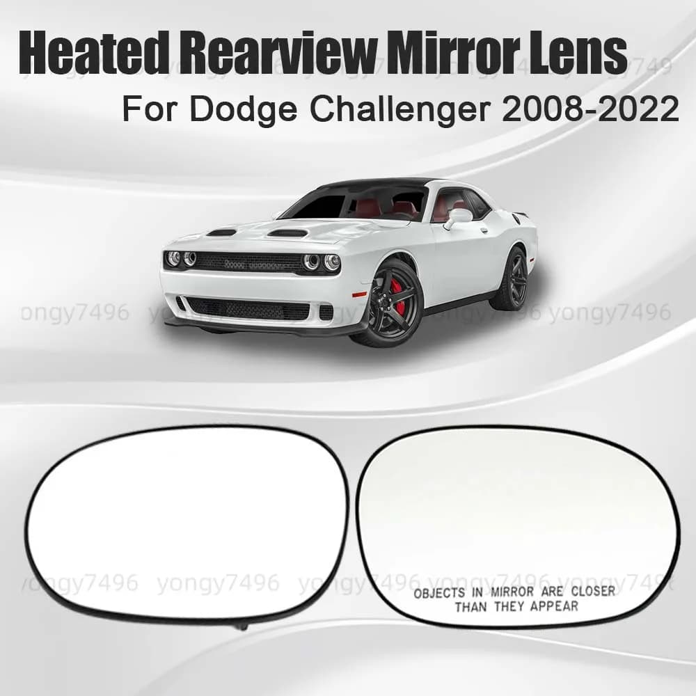 Car Wide Angle Heated Rearview Mirror Lens For Dodge Challenger 2008-2022 With Blind Spots Cars Accessories Replace Heated Lens