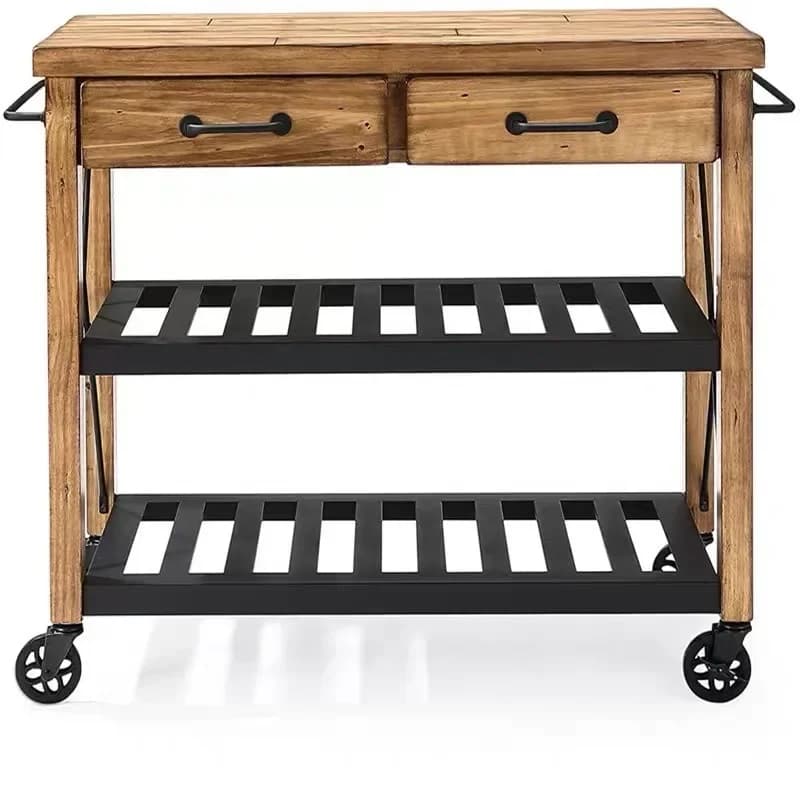 American solid wood removable middle island, household storage side cabinet, multi-functional kitchen console