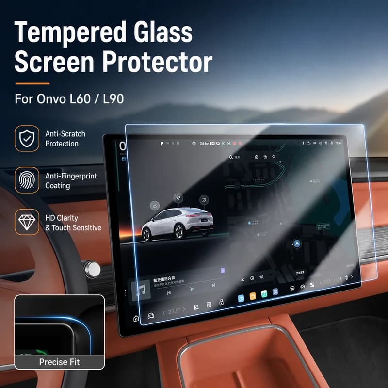 For Onvo L60/L90 Tempered Glass Screen Protector, Center Console Navigation Display Film, Car Interior Accessory