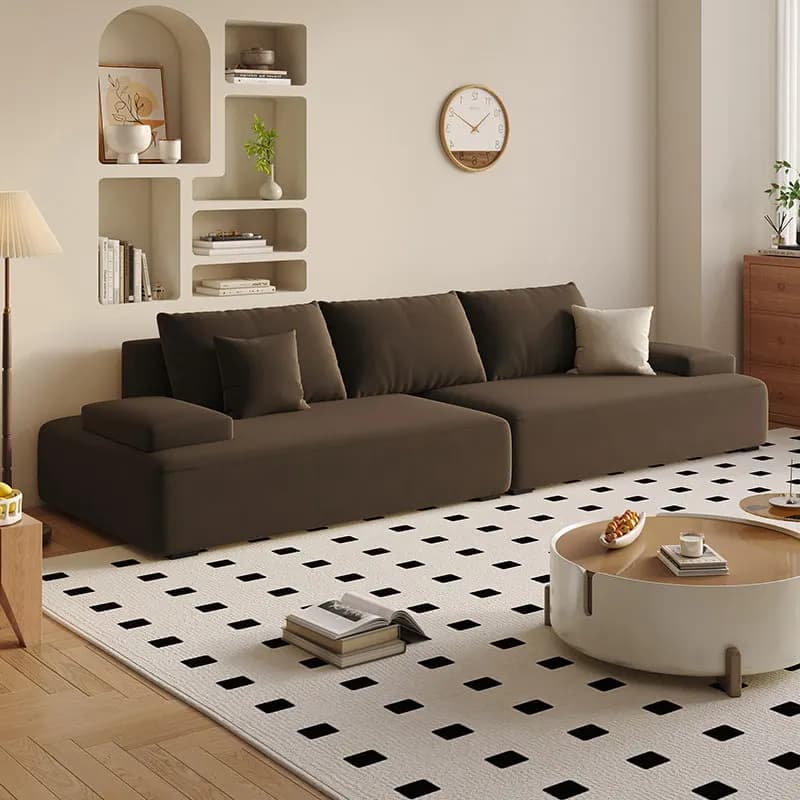 Velvet Aesthetic Lazy Sofa Brown Dark Minimalist Floor Sectional Lazy Sofa Chaise Lounge Modular Muebles Para Hogar Furniture