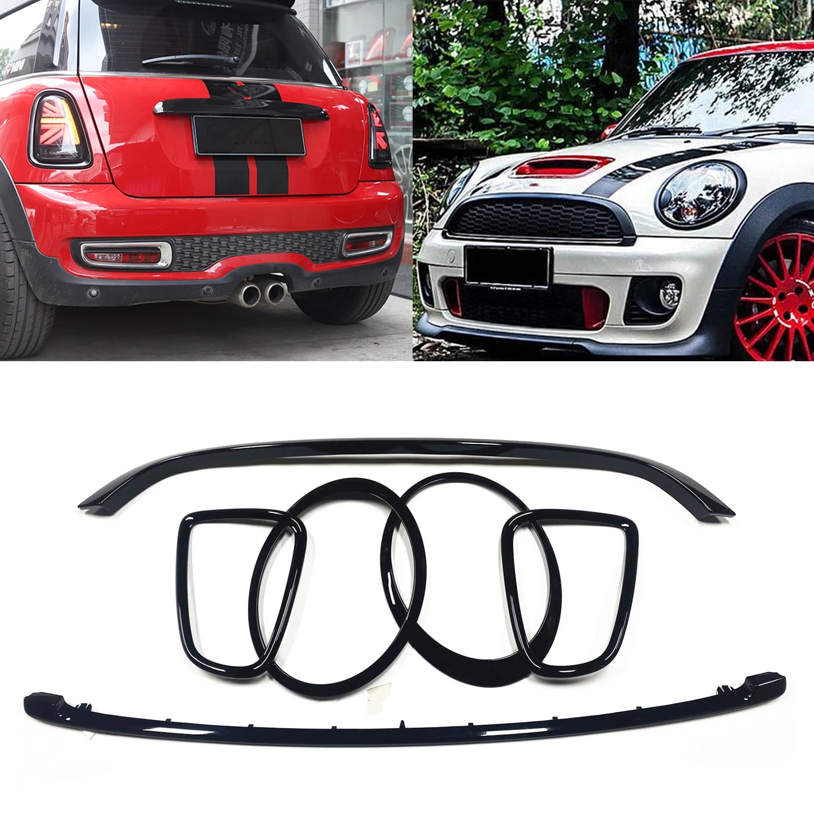 Black Grille Grill Trim Front Head Light Headlight Rear Lamp Frame Cover For MINI COOPER R55 R56 R57 R58 R59 2007-2015 JCW Style