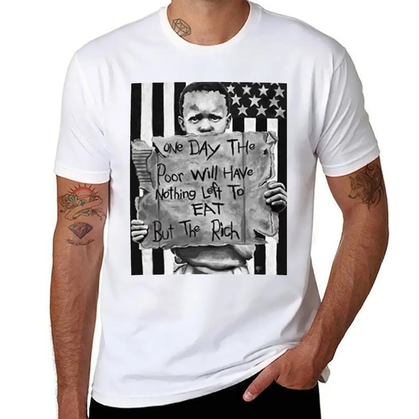The poor eat the rich! T-Shirt funny t shirts man t shirts cotton 100% T-Shirt