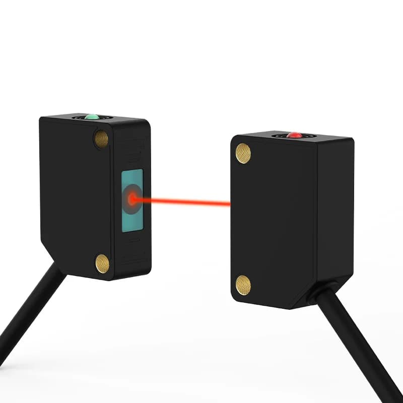 Square Laser Photoelectric Sensor Visible Small Spot Infrared Beam 10-30VDC 3 Wire NPN for Transparent Object Detection