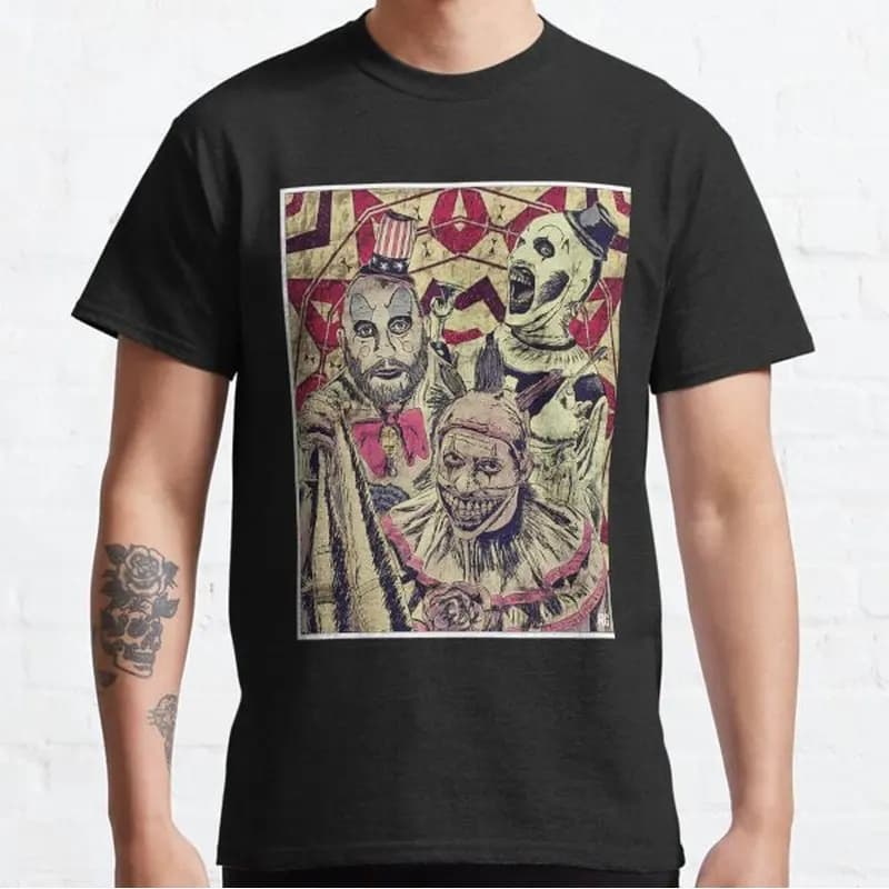 Retro Horror Movie Terrifier Art The Clown Killer Scary Halloween Gift T Shirt Short Sleeve Graphic clothes All size tops S-6XL
