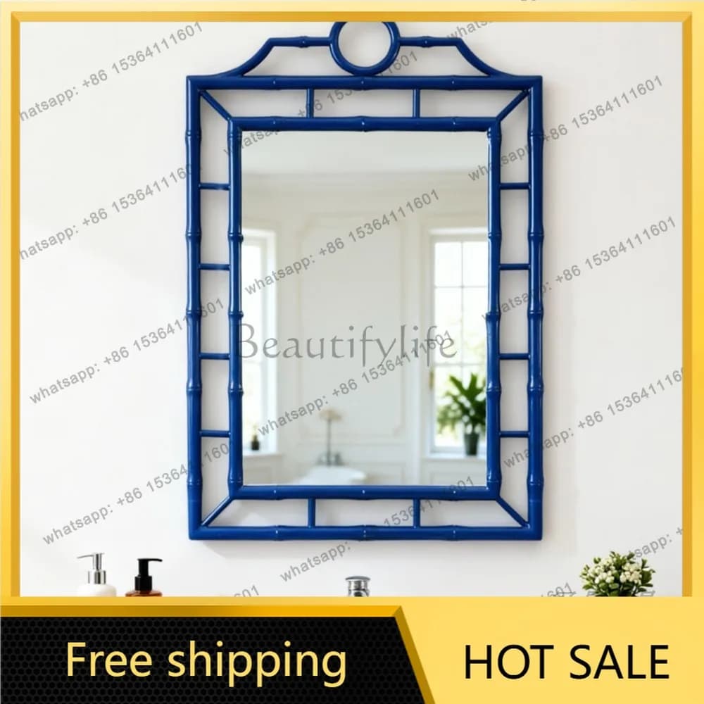 YJ New Chinese Wall Mount Mirror Mid‑Century Vanity Unit For Bathroom Hotel Washstand Home Decor