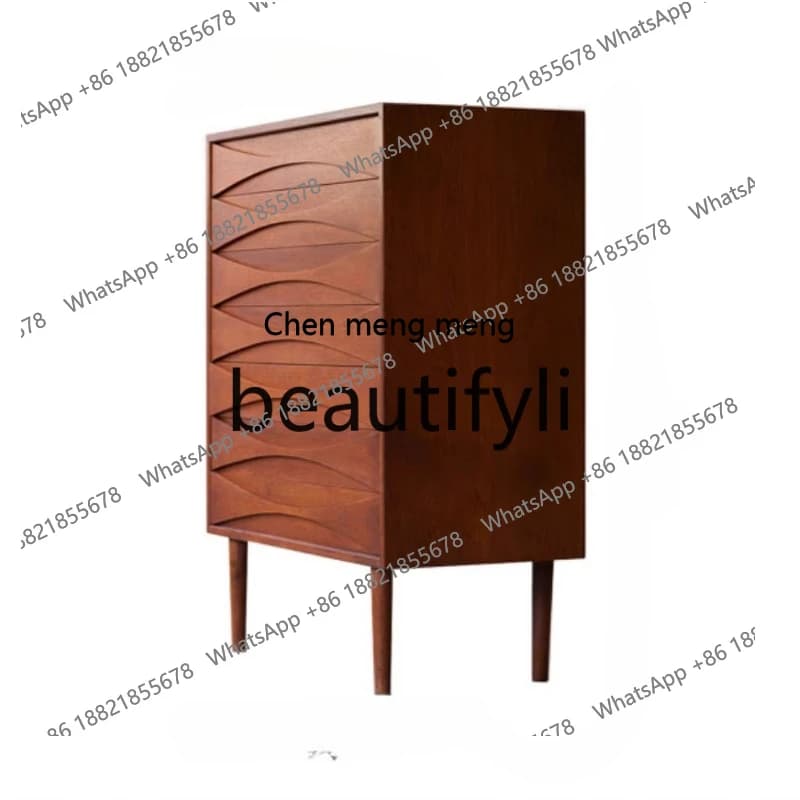 Seven chest cabinets, all solid wood drawers, light luxury storage cabinets, teak cherry wood, bedroom lockersH