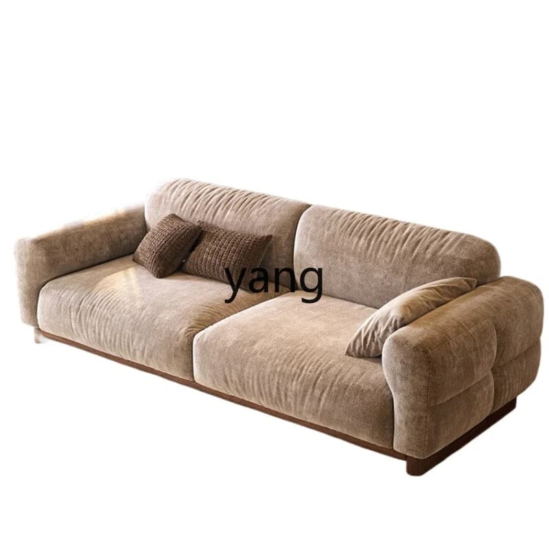 Cx retro living room small apartment straight row wabi sabi wind brown fabric sofa