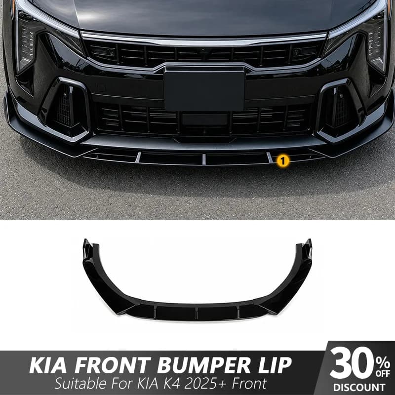 3-Piece Front Bumper Lip Splitter Kit for Kia K4 GT-Line EX LXS 2025+, Gloss Black ABS Chin Spoiler, Screw Mount Body Kits