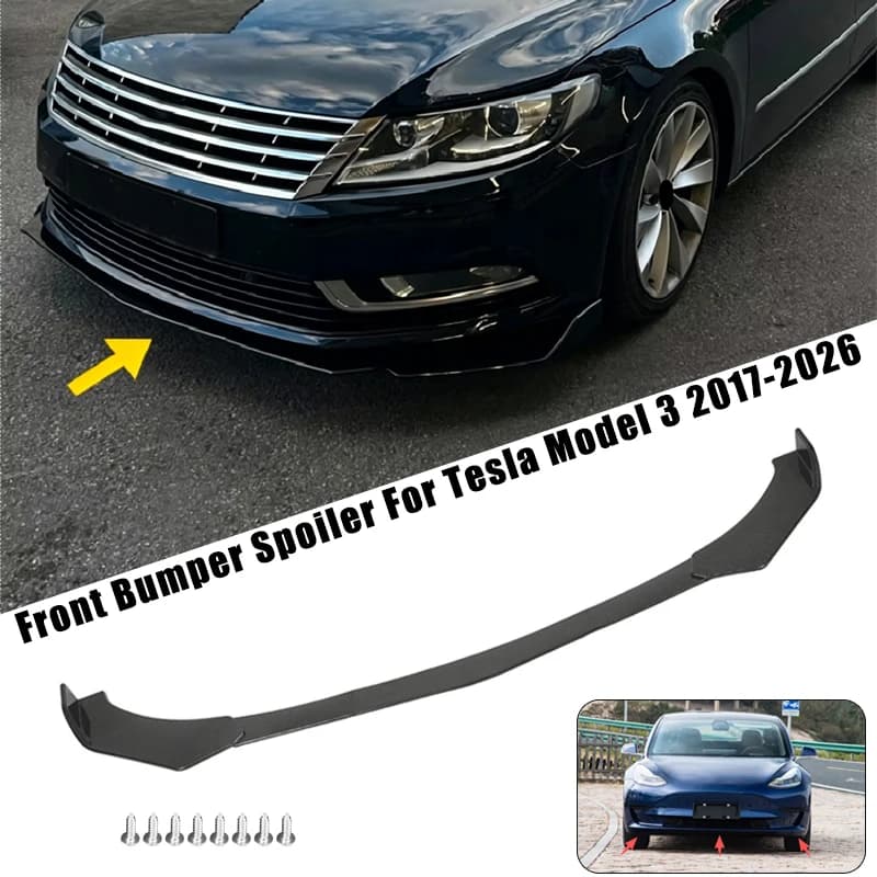 Sport Front Bumper Splitter Spoiler Lip For Tesla Model 3 2017-2026 5Pcs Adjustable Sectional Car Exterior Tuning Body Kit