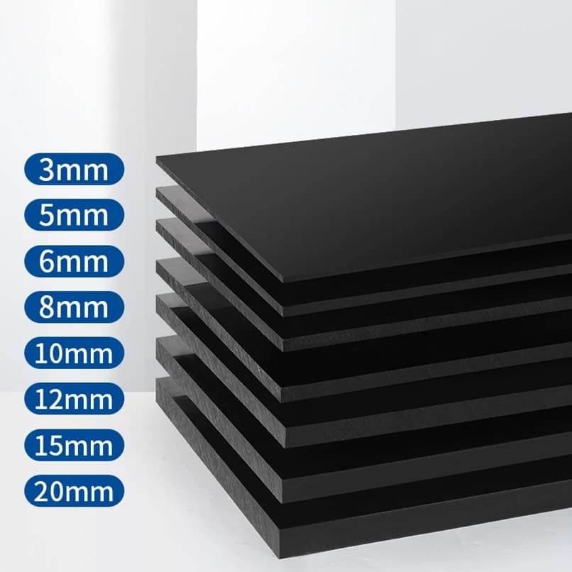 3mm-20mm Thick Black Polypropylene Square Board, PP Plastic Board, Engineering Plastic Board