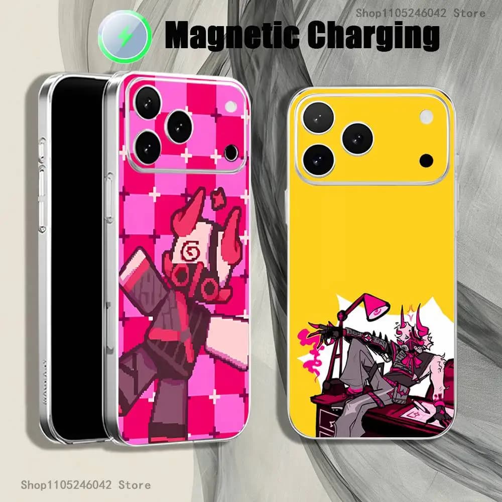 S-Subspace Valk P-PHIGHTINGS For iPhone 18,17,16,15,14,13,12Pro,Max,Plus Magnetic Wireless Charging Transparent White Phone Case