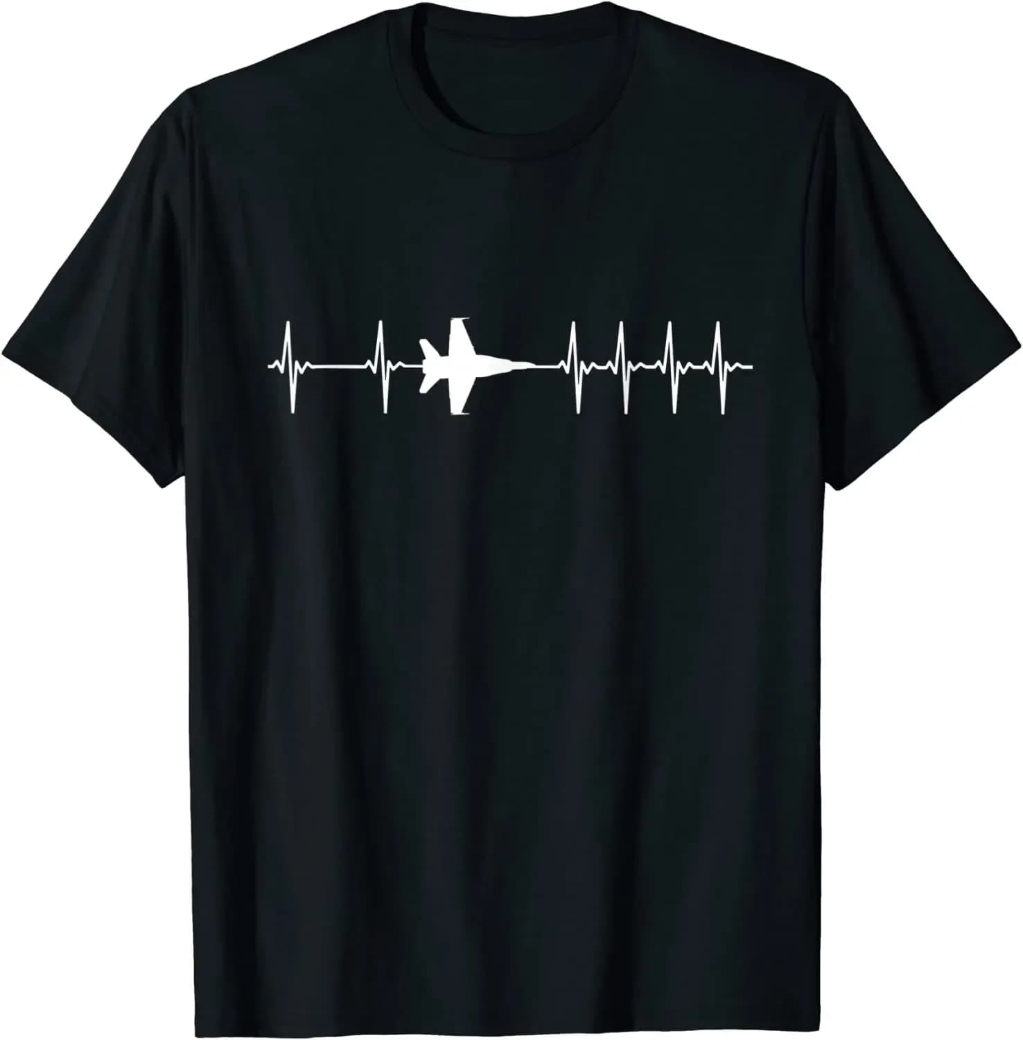 F-18 FA-18 Super Hornet ECG Heartbeat Airplane Men T-Shirt Short Sleeve Casual 100% Cotton O-Neck Summer Shirt