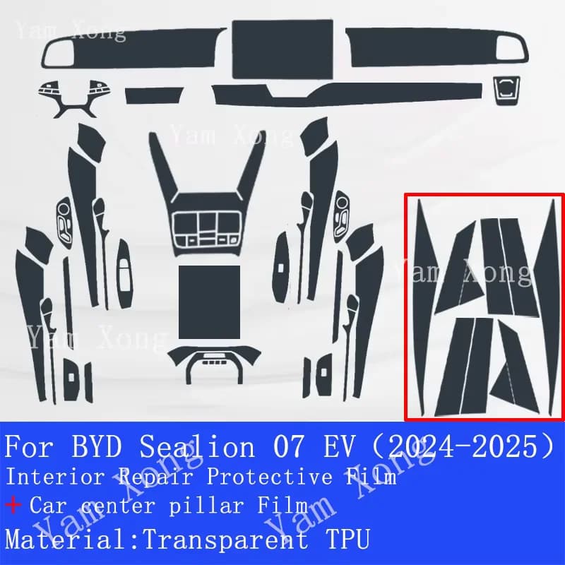 For BYD Sealion 07 EV 2024-2025 Car Interior Protection Film Full Set Dashboard Center Console Anti-Scratch Cover