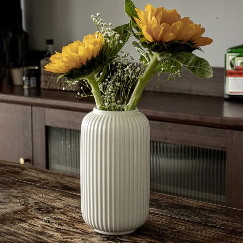 YFY Nordic style flower arrangement New Chinese vertical pattern ceramic flower  Water raising dried flower decorative  vase