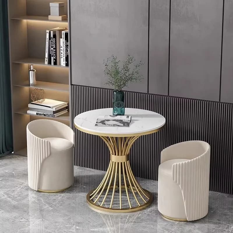 one table and four chairs, small apartment reception and rest balcony round table and chair combination