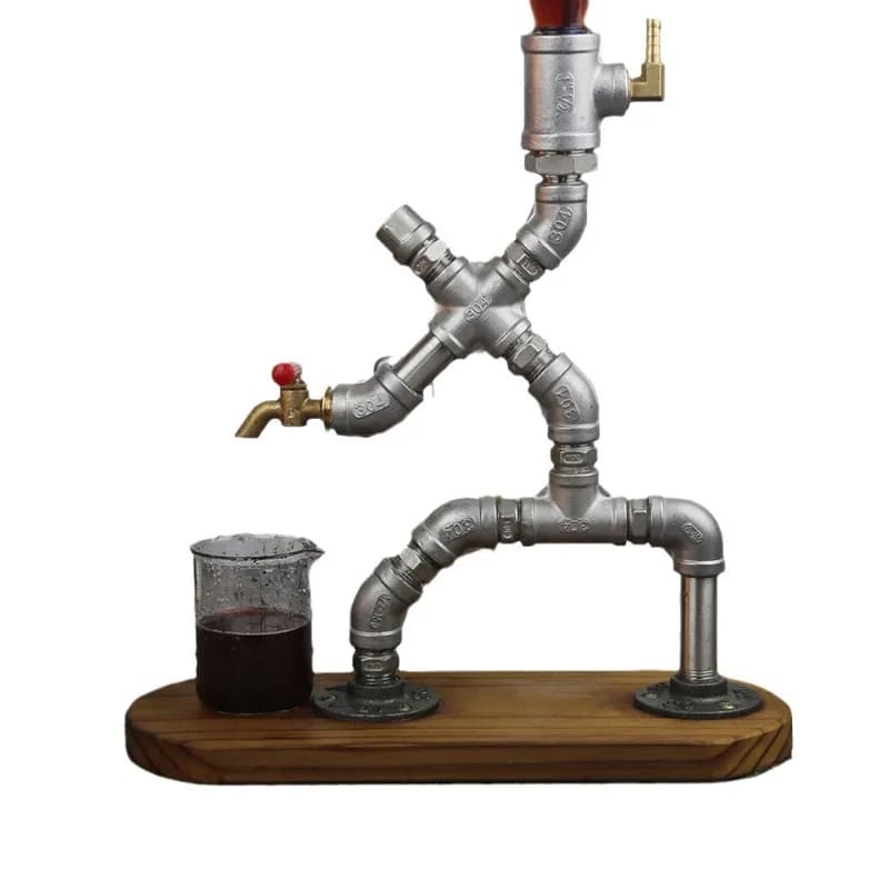 Steampunk Robot Whiskey Rack Industrial Style Bar Stand Wine Moisture Dispenser Stainless Steel Food Grade
