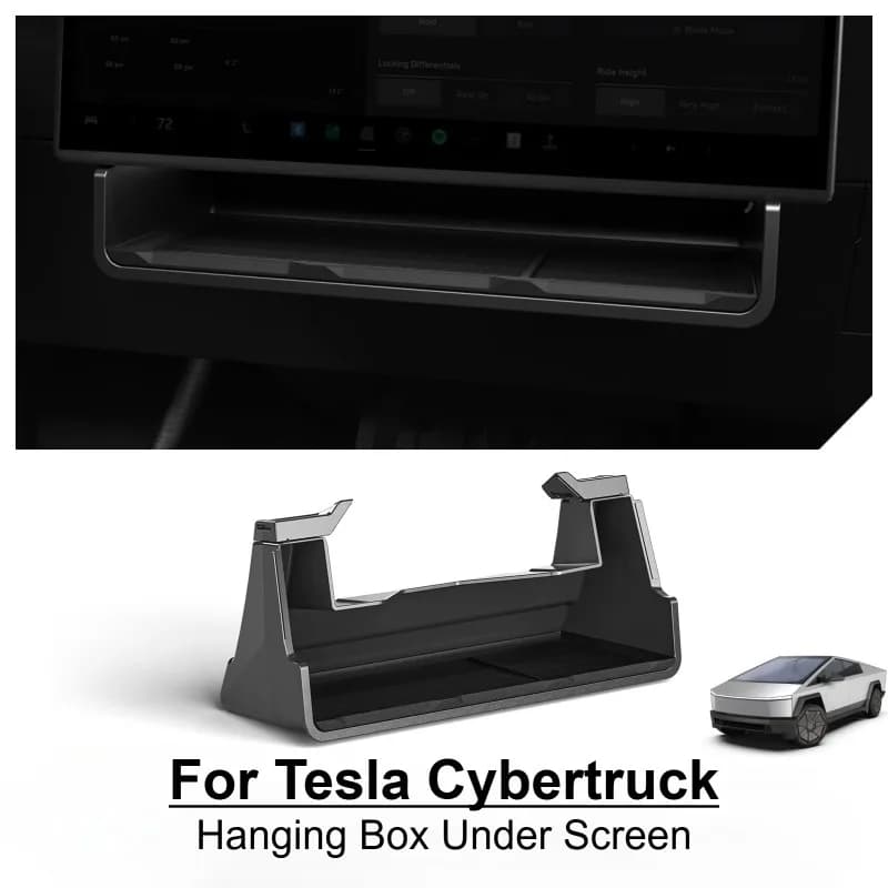 Hidden Storage Box Organizer Tray Under Center Console Screen For Tesla Cybertruck 2024‑2026 Car Interior Decor Mod Accessories
