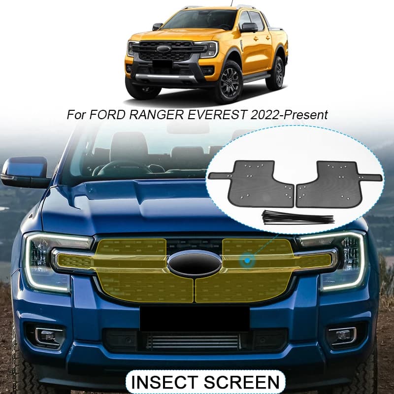 2PCS Car Insect-proof Air Inlet Protection Cover Insert Vent Racing Grill Filter Net Accessory For FORD RANGER EVEREST 2022-2025