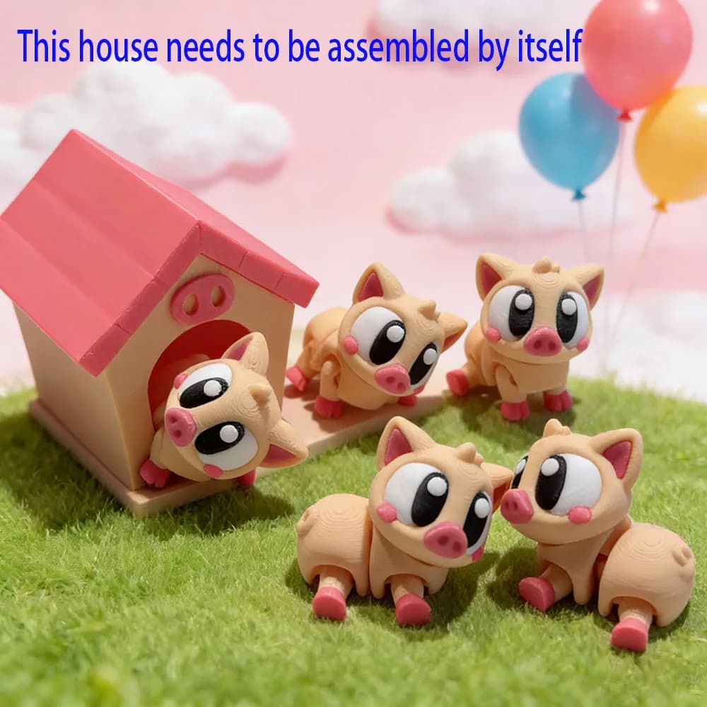 3d Printing Cute Cute Pink Pig And House Model Plastic Ornament Desktop Decoration Sculpture Ornament Festival Gift