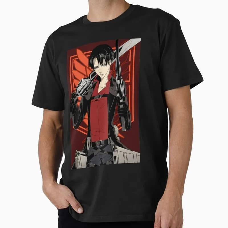 Captain-Levi 1205 Attack on Titan Anime Gift T shirt Short Sleeve Tee Shingeki no kyojin Print Graphic Clothes US size tops