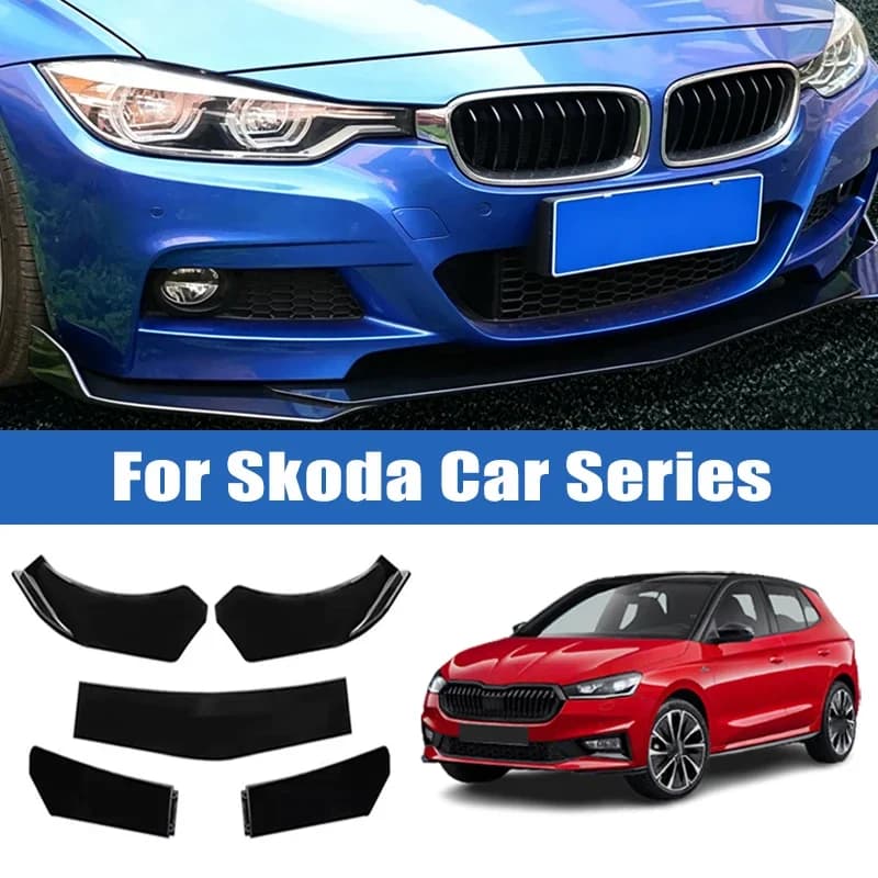 5Pcs Car Front Bumper Separator Bumper Lip Body Kit Duck Lip Separator For Skoda Octavia Fabia Rapid Superb Kodiaq Karoq Kamiq