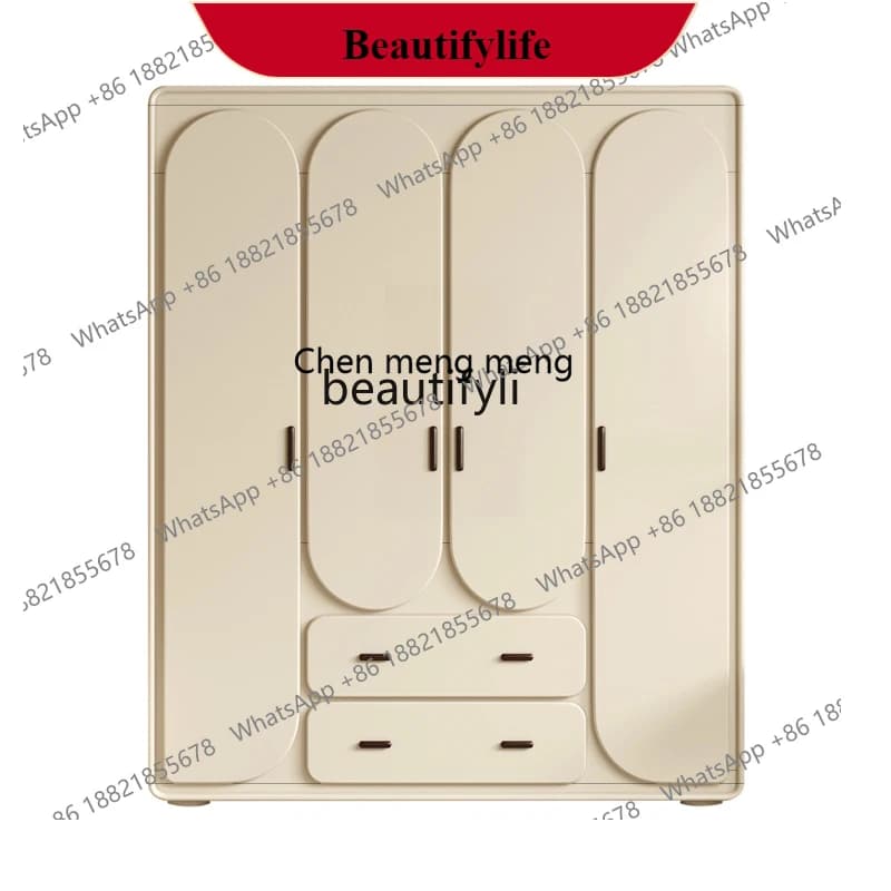 G153 French solid wood five-door modern simple cream style bedroom Nordic large wardrobe customization