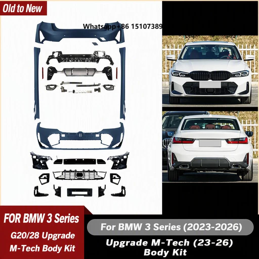 Car G20 G28 Upgrade MT Sport Style Front Rear Bumper Body Kit With Diffuser for 3 Series G20 G28 2023-2026 Conversion Kit