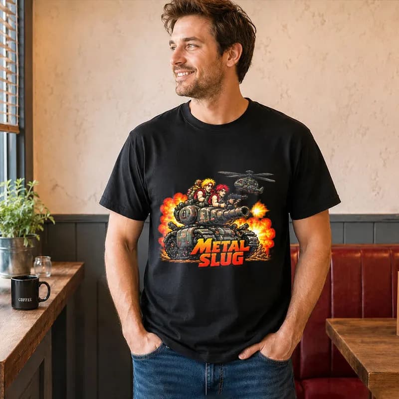 Retro Action Shooter Gaming Metal Slug Classic T Shirt 0812 Arcade Game Graphic Tee Unisex Short Sleeve Casual Streetwear Top