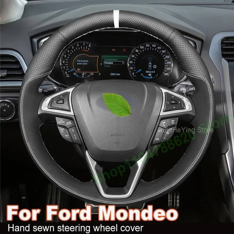 Hand-sewn Anti-slip Breathable Artificial Leather Car Steering Wheel Covers Handle Cover For Ford Mondeo 2014-2020 Edge Galaxy S