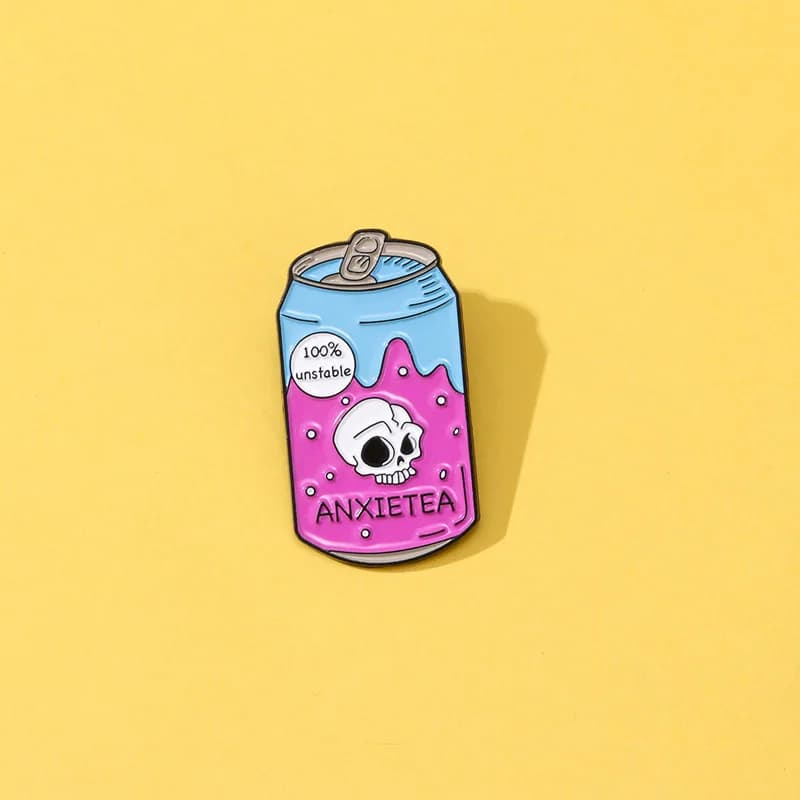 Cartoon Creative Drink Shaped Skull Pattern Enamel Brooch Zinc Alloy Badges Pin For DIY Clothing Bag Hat Scarf Jeans Decoration