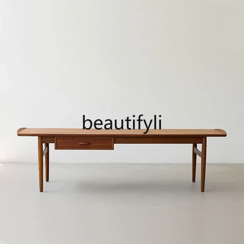 FG11Vintage coffee table Nordic furniture combination log Danish style cherry wood solid wood corner table
