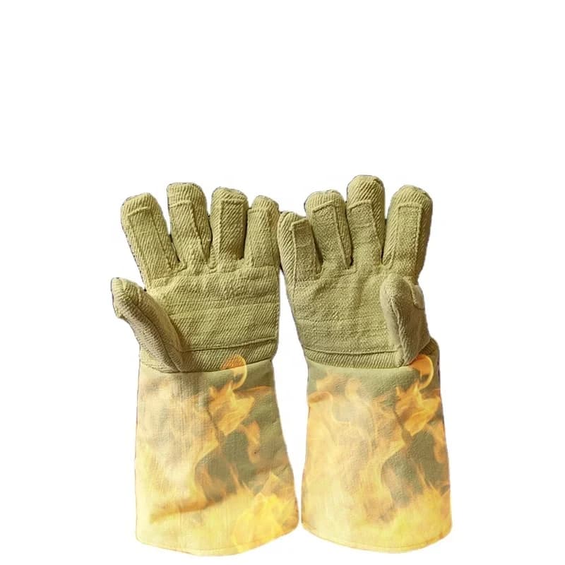 EN Certified Para-Aramid Safety Glov - 00°C Heat Rnt, Reinforced Yellow Twill Metal Casting & Foundry Work