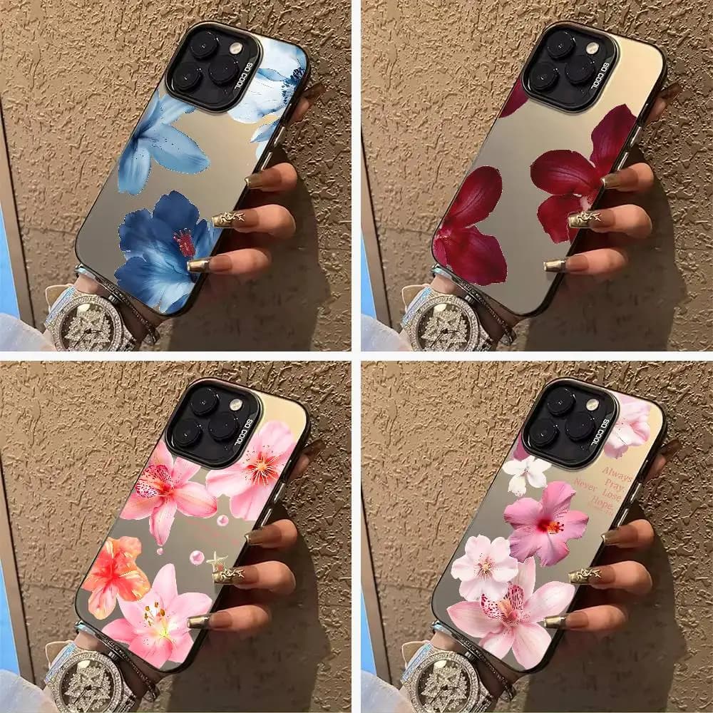 Beautiful flowers Phone Case For iPhone 17,16,15,14,13,12,11 Plus Pro Max Colored Silver Phone Case