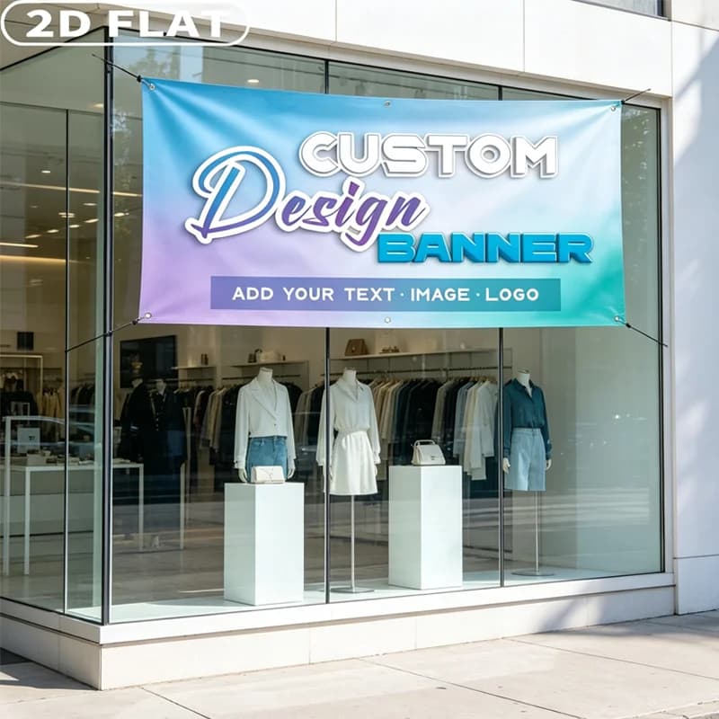 2D FLAT 1pc Custom Party Banner - Upload Your Own Design/Logo/Text, Multiple Sizes Available, Single or Double-Sided Options.