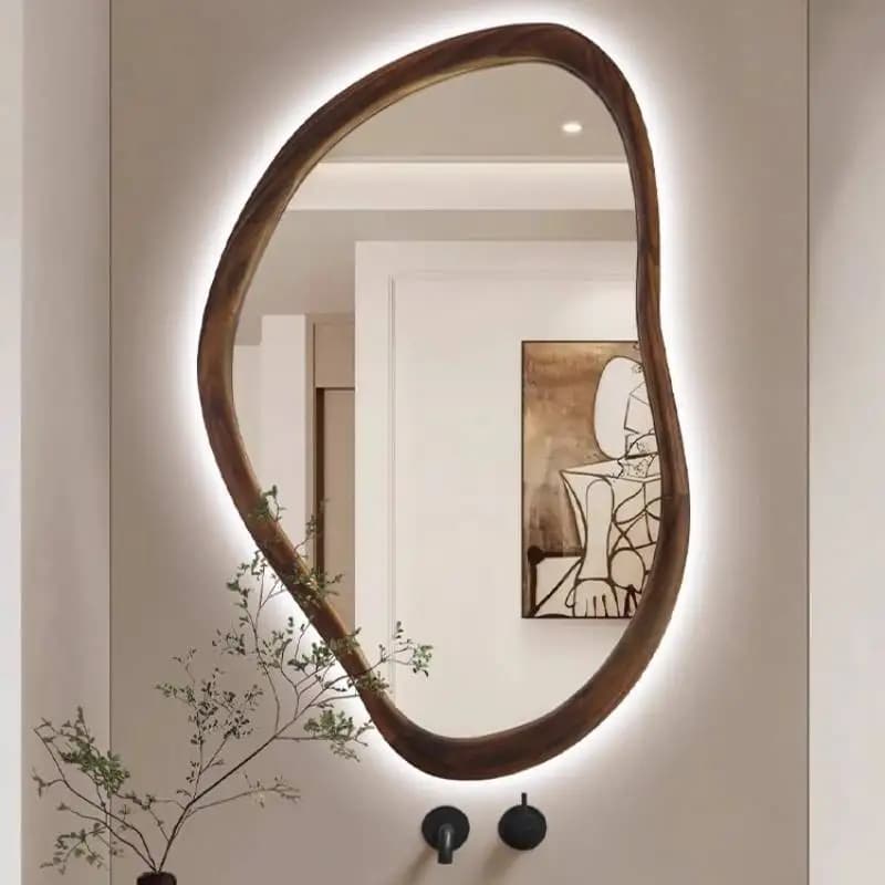 Luxury Unbreakable Mirror Light Bathroom Irregular Salon Vanity Home Wall Art Decoration Aesthetic Espejos Para Pared Miroir