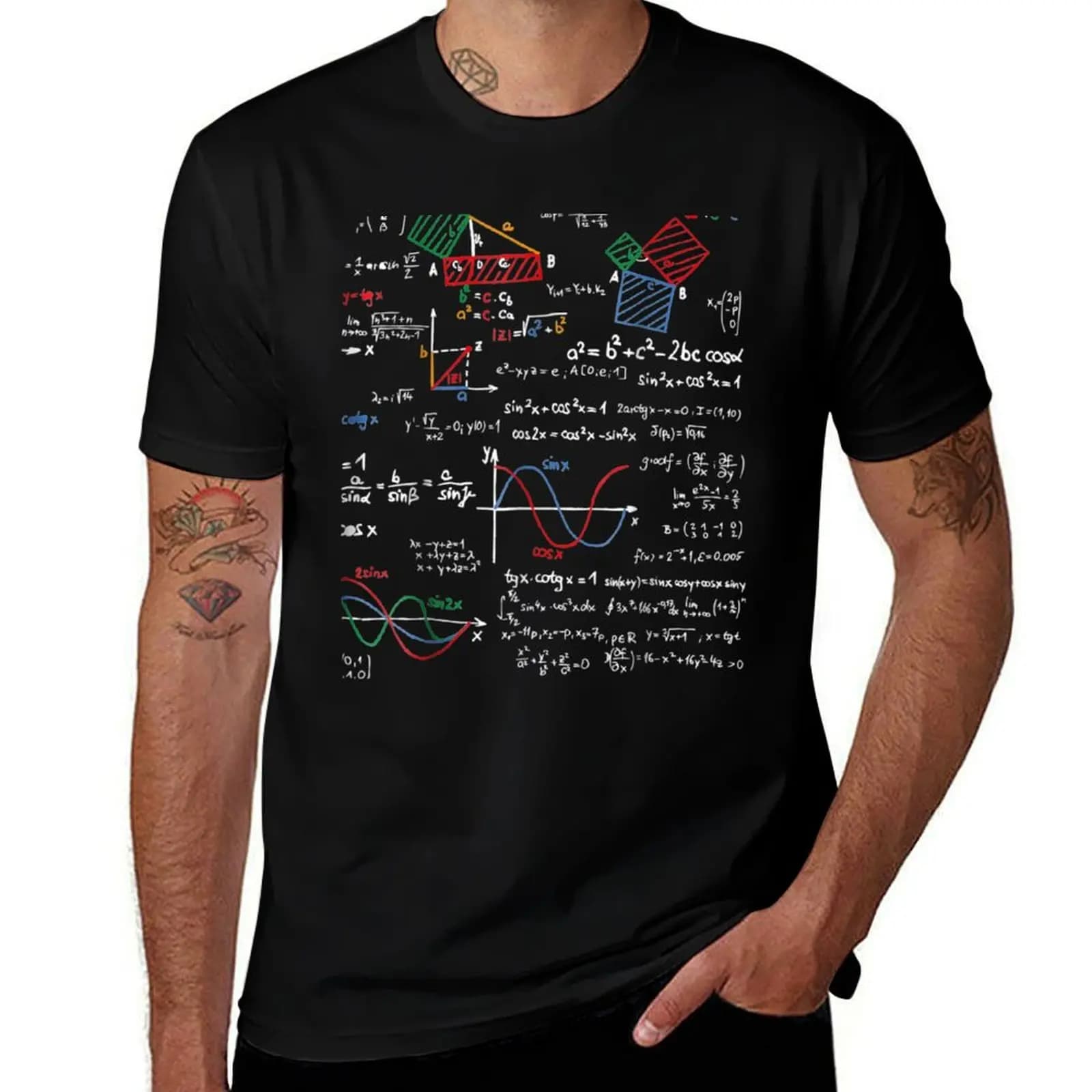 Math Teacher Formulas Cheat Sheet Cool Geek Nerd Tee T-Shirt Urban Style Print T-Shirt