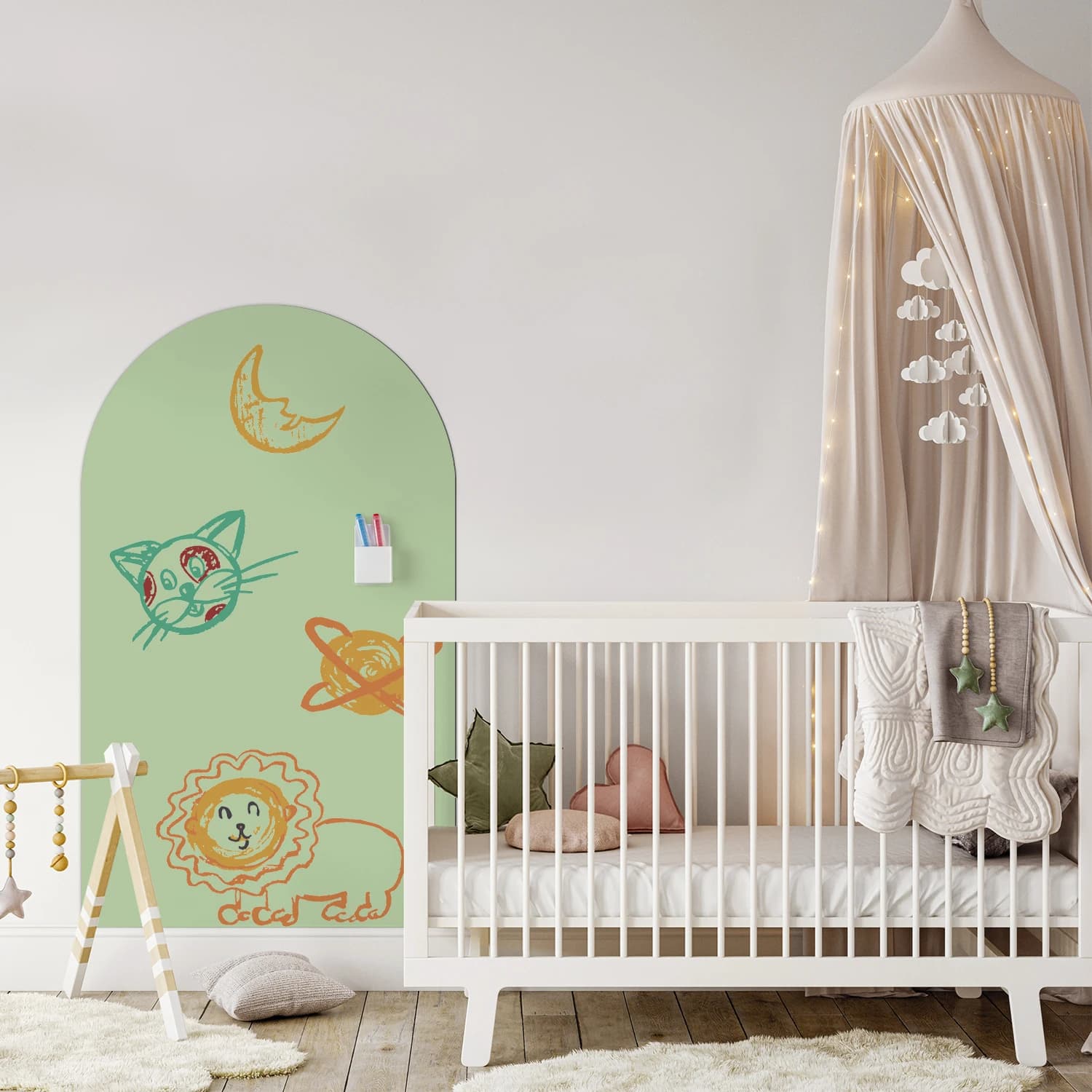 Self-Adhesive Soft Magnetic Whiteboard, Arch-Shaped Odor-Free Easy-Clean, Kids Room Home Decoration & Study Writing Board