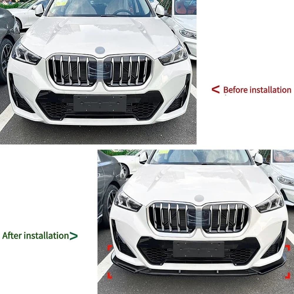 For BMW X1 U11 M-Sport 2022 Carbon Fiber Glossy Black Front Bumper Splitter Lip Style Spoiler Body Kit Refit Accessory
