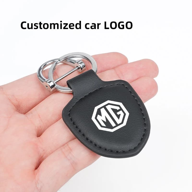 MG Emblem Leather Keychain Key Ring 1Pcs For MG4 EV MG ZS MG5 MG7 MG HS Durable Anti‑Drop Car Key Pendant Decor Trim Parts