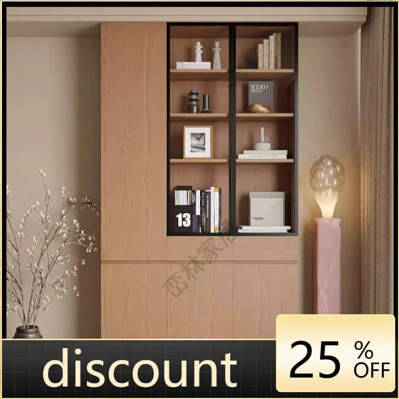LMM Combination Cabinet with Glass Door Integrated Home Living Room Wall-Against Study Display Cabinet