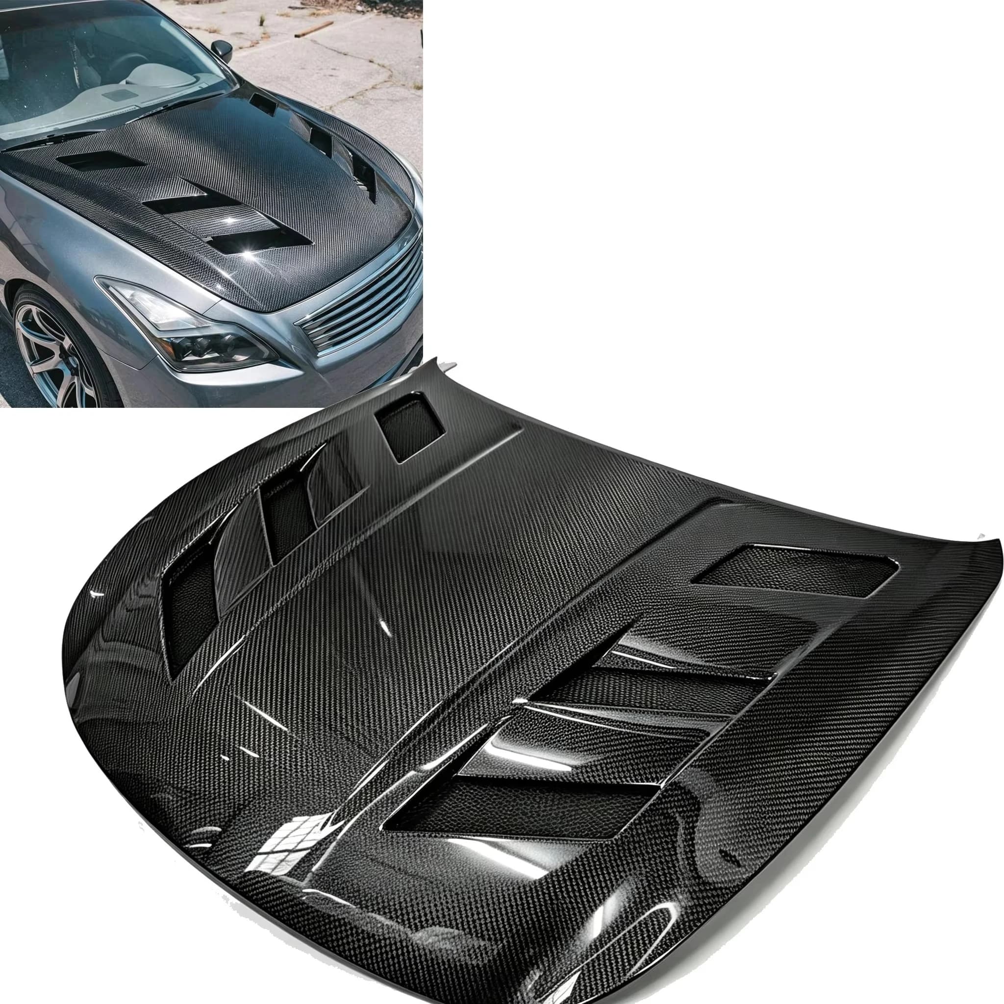 Carbon Fiber Engine Hood Bonnet for Infiniti G37 Coupe 2Door 2007-2013  Replacement Car Body Kit Exterior Modification Part
