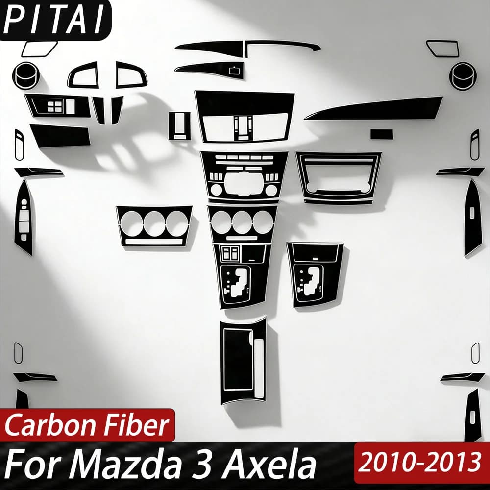 For Mazda 3 Axela Speed3 2010-2013 Carbon Fiber Gearbox AC Control Panel Trim Strips Car Interior Accessories Decoration Sticker