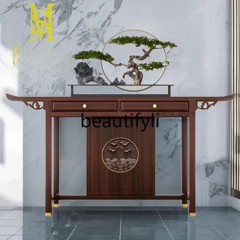 Q181  New Chinese-style solid wood entrance table Ebony wood entry warped head case Shentai foyer strip case Middle hall table