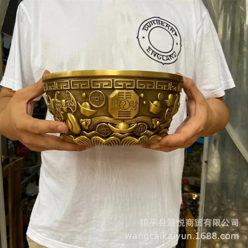 Jubao Basin Ornament, Solid Copper Basin for Home and Shop, Five Blessings Copper Bowl, Copper Basin